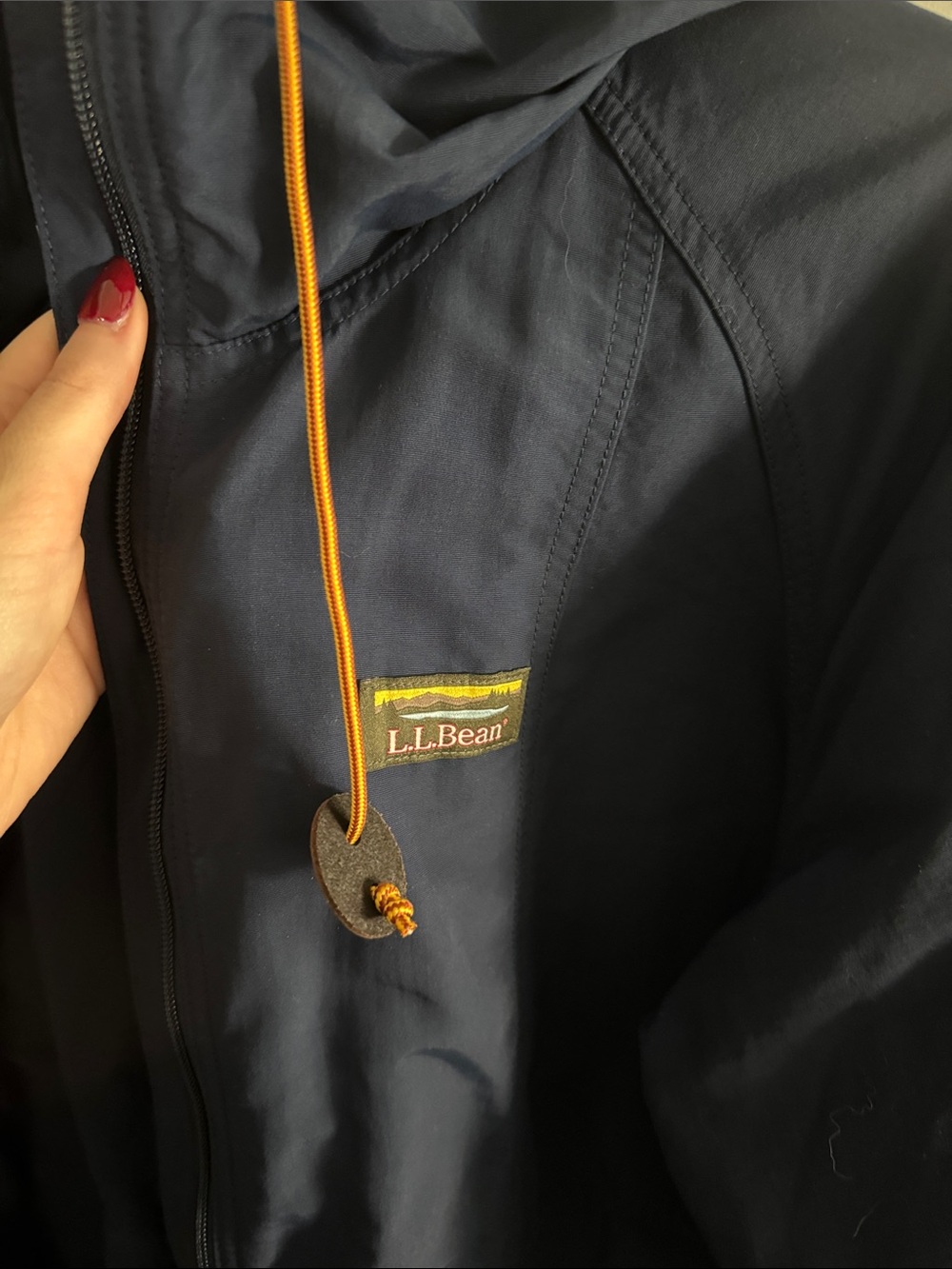 L.L. Bean Navy Windbreaker with Yellow Drawcords - Picture 3 of 5